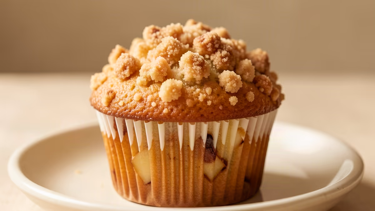 AI-genereret illustration af æble- og kanelmuffins med drys