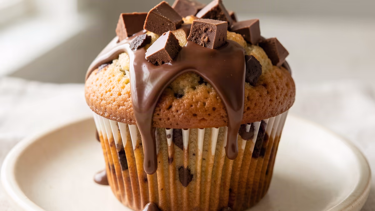 AI-genereret illustration af bananmuffins med chokolade