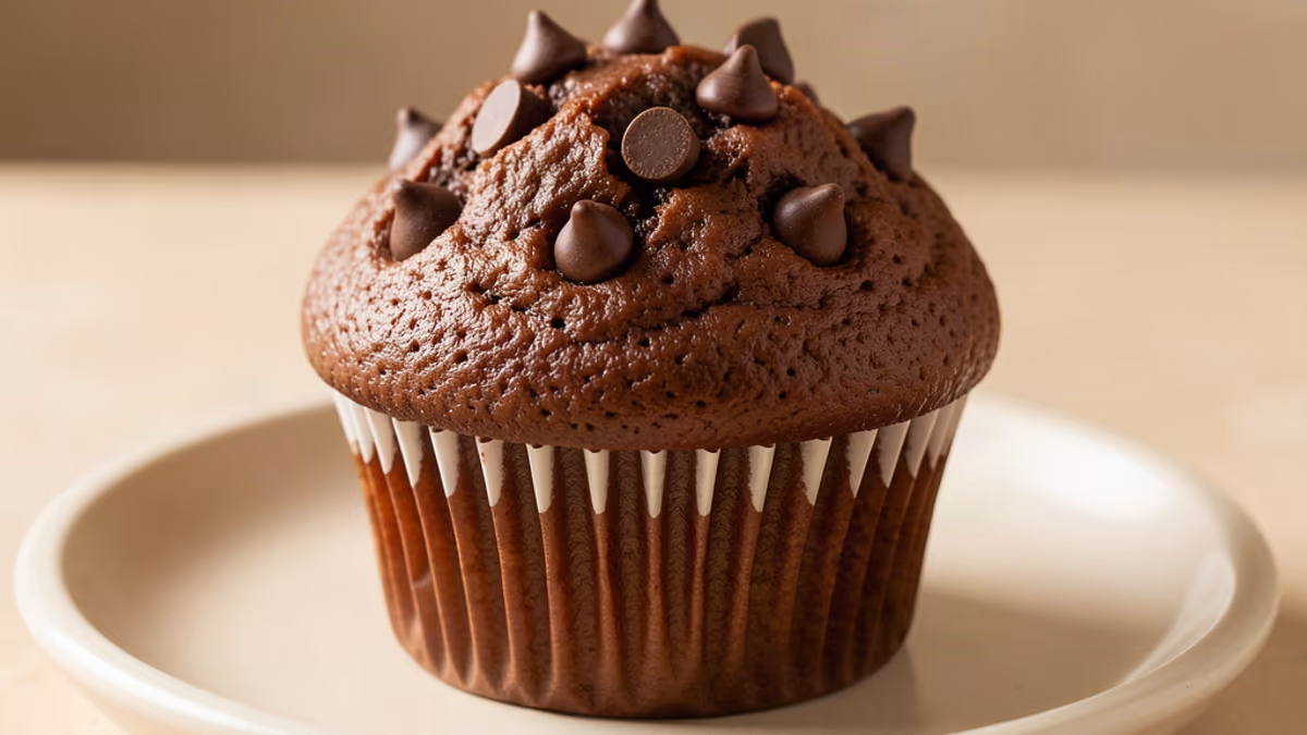 AI-genereret illustration af chokolade muffins med chokoladeknapper