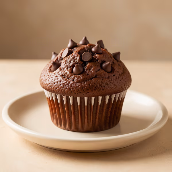 AI-genereret illustration: chokolade muffins med chokoladeknapper