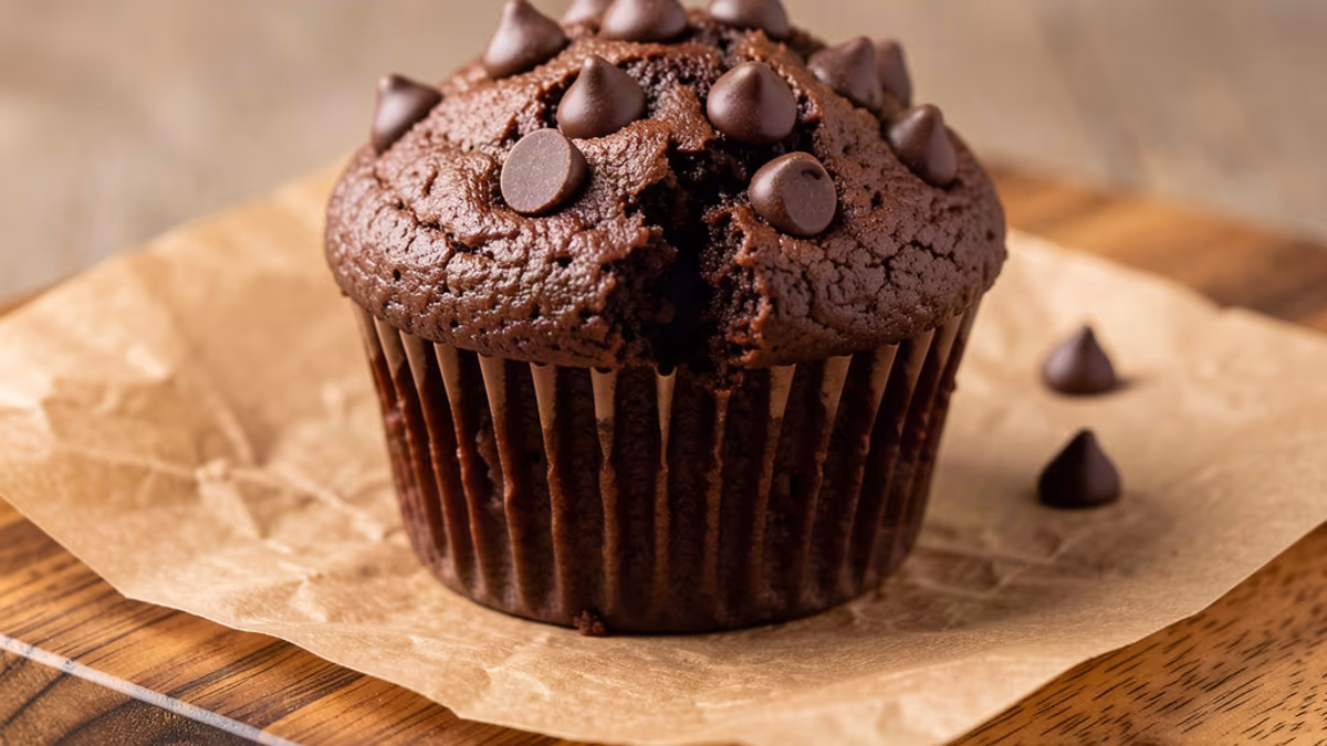 AI-genereret illustration af chokolade muffins med dobbelt chokolade