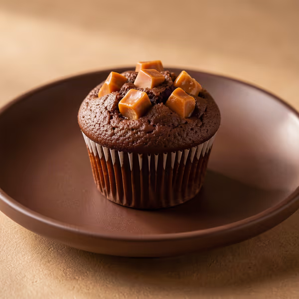 AI-genereret illustration: chokolade muffins med dumle