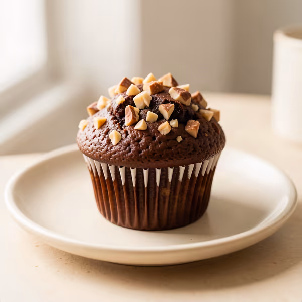 AI-genereret illustration: chokolade muffins med nødder
