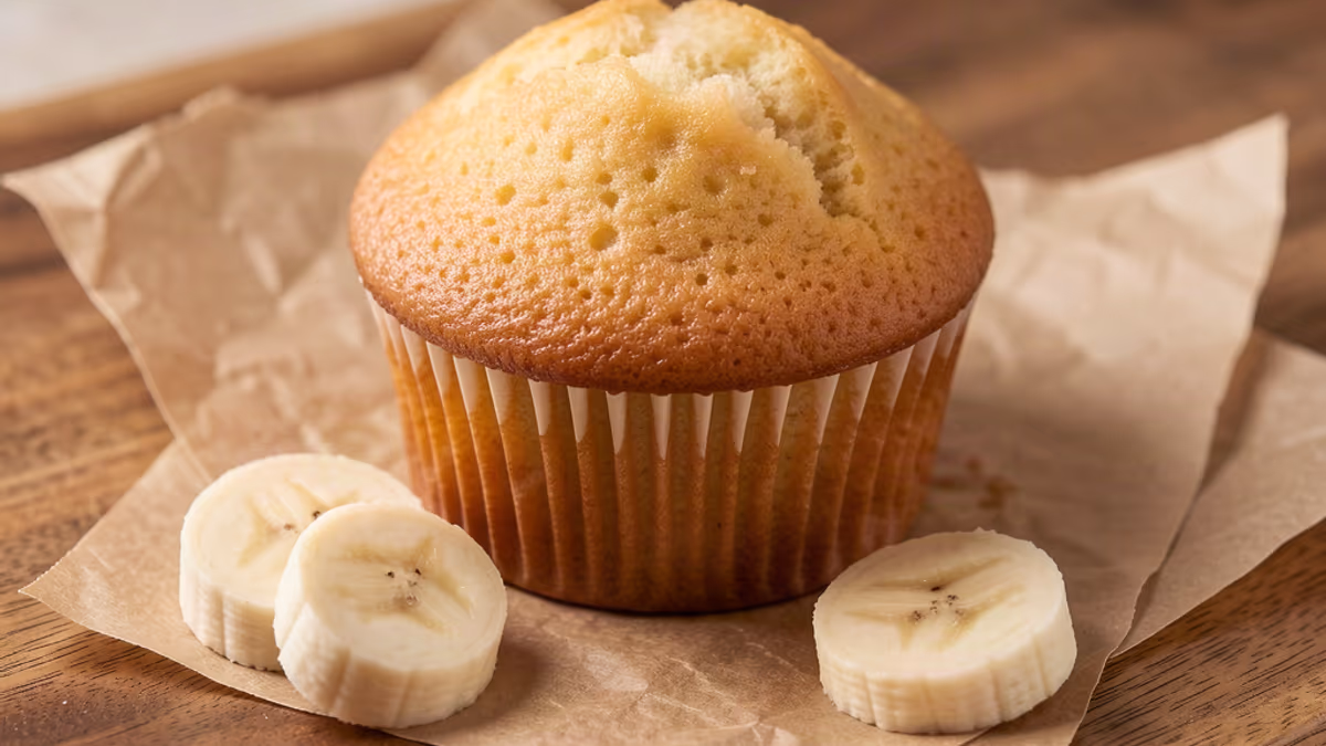 AI-genereret illustration af simpel opskrift på bananmuffins